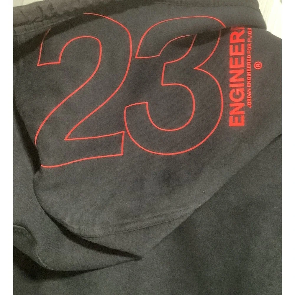 Jordan ENGINEERED Hoodie Hooded Sweatshirt Black Sz Large 23 Flight Long Sleeve